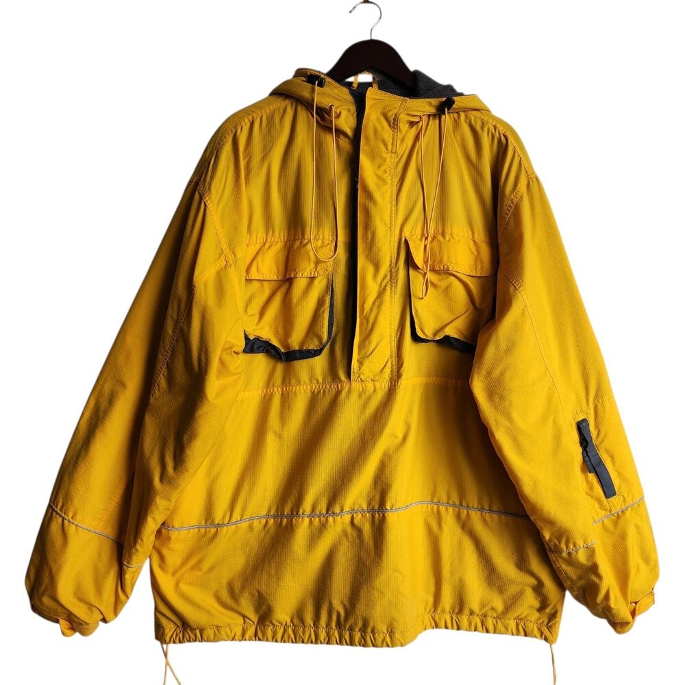 Vintage Old Navy Men's Large Yellow Fleece Lined Anorak Jacket Pullover Parka
